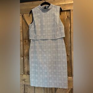 Ann Taylor Size 8 Sleeveless Sheath Dress neutral plaid